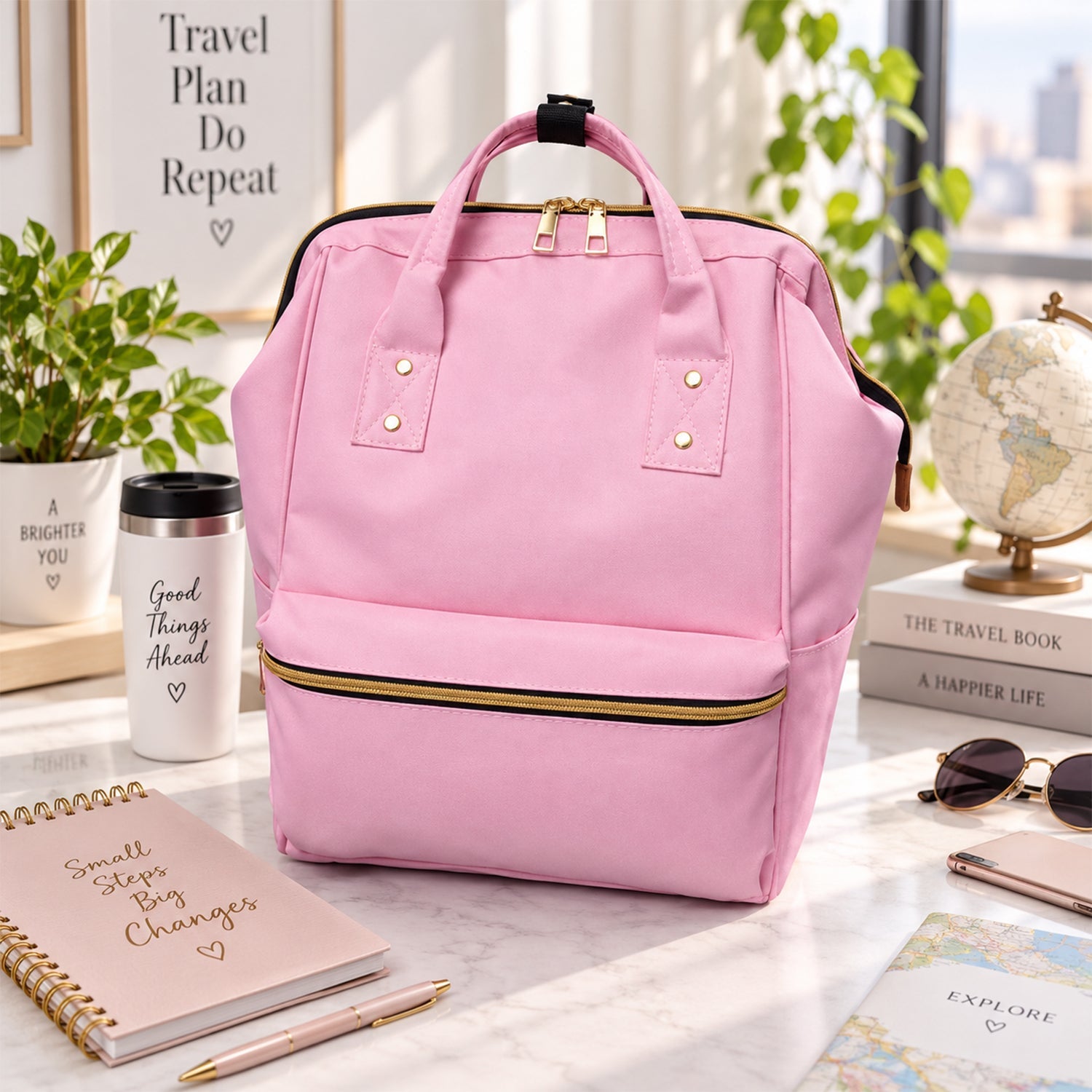 Diaper Bag Backpack, Baby Travel Organizer with Insulated Bottle Pockets