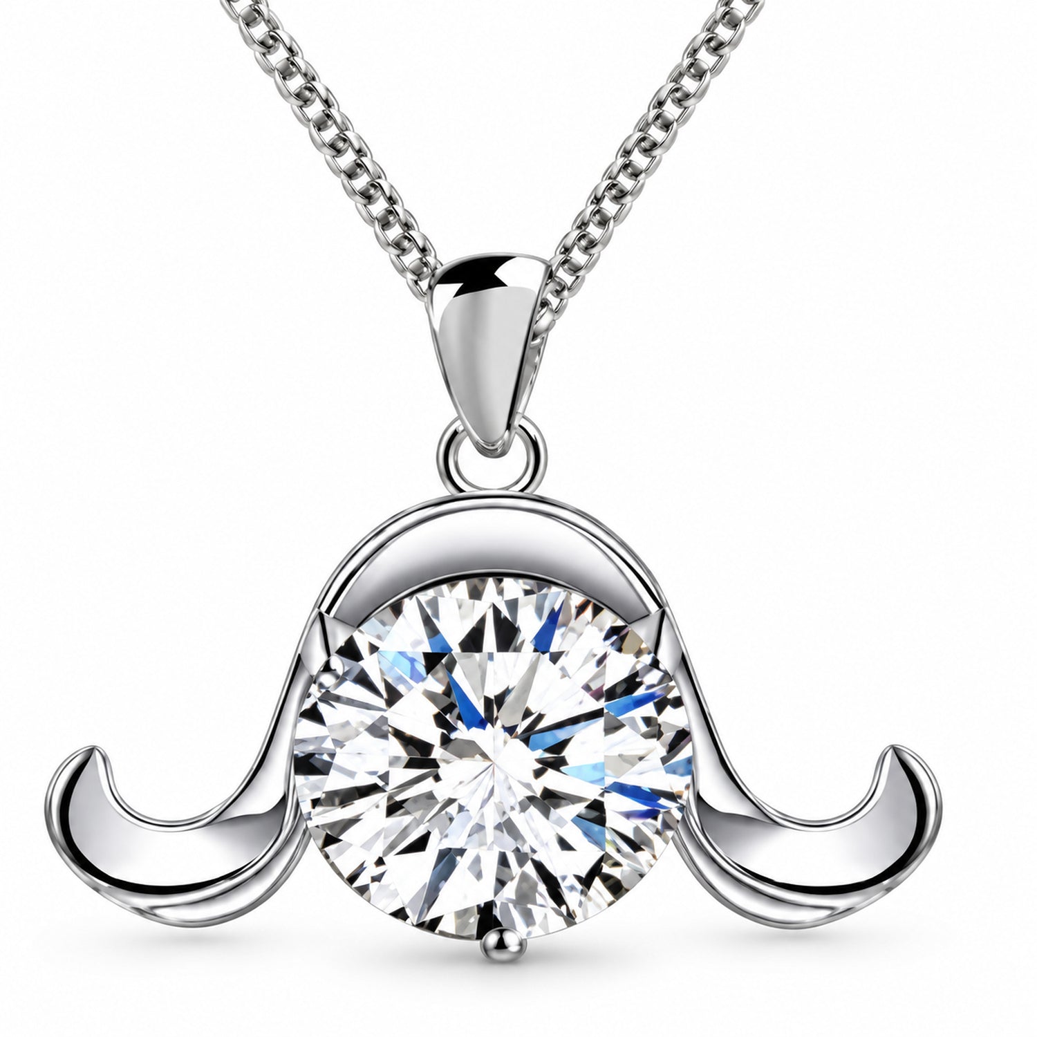 Zodiac Crystal Pendant Necklace, Silver-Plated Birth Sign Jewelry with Chain