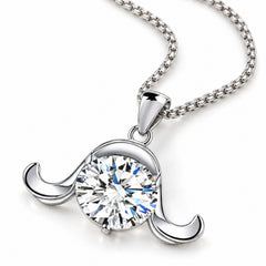 Zodiac Crystal Pendant Necklace, Silver-Plated Birth Sign Jewelry with Chain