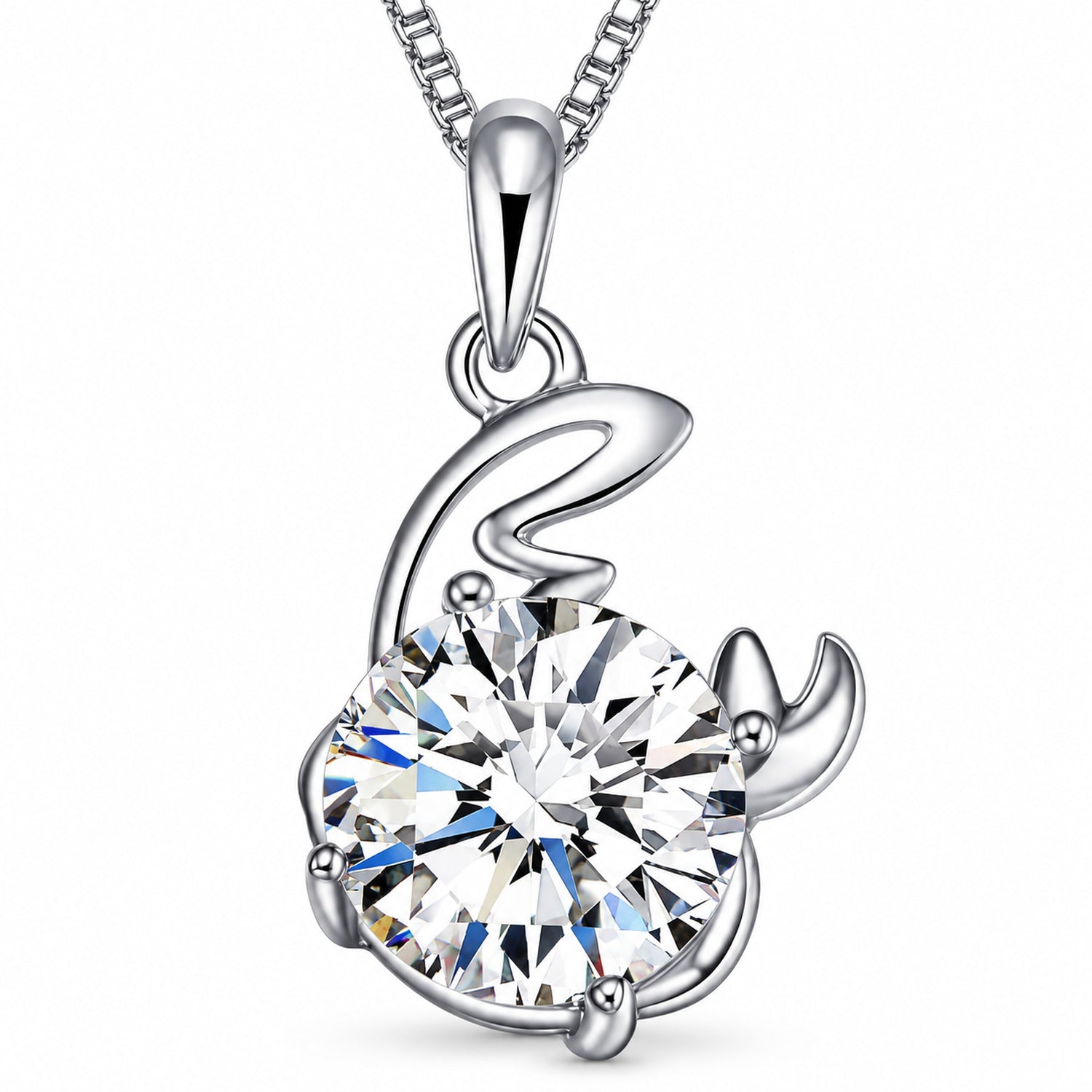 Zodiac Crystal Pendant Necklace, Silver-Plated Birth Sign Jewelry with Chain