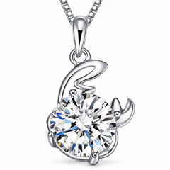 Zodiac Crystal Pendant Necklace, Silver-Plated Birth Sign Jewelry with Chain