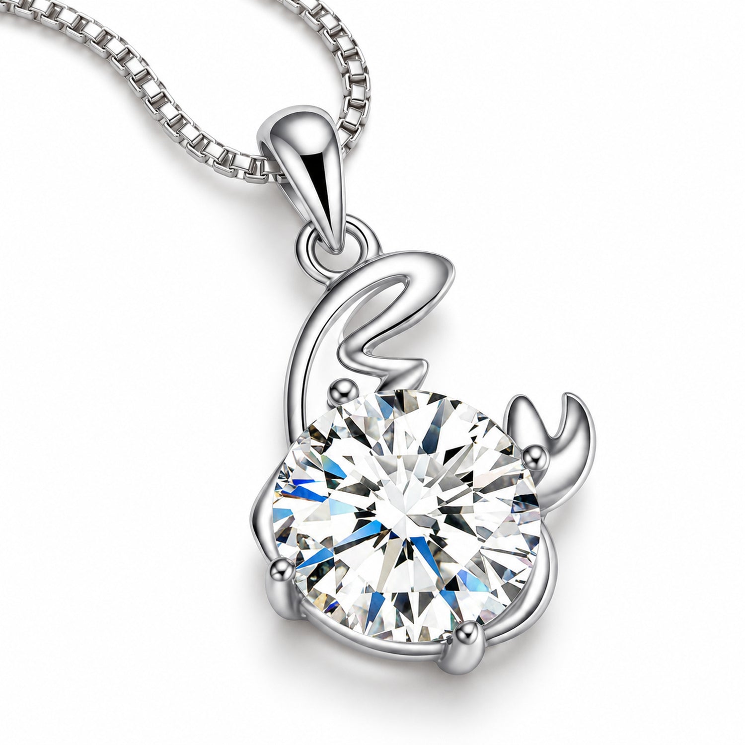 Zodiac Crystal Pendant Necklace, Silver-Plated Birth Sign Jewelry with Chain