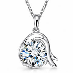 Zodiac Crystal Pendant Necklace, Silver-Plated Birth Sign Jewelry with Chain