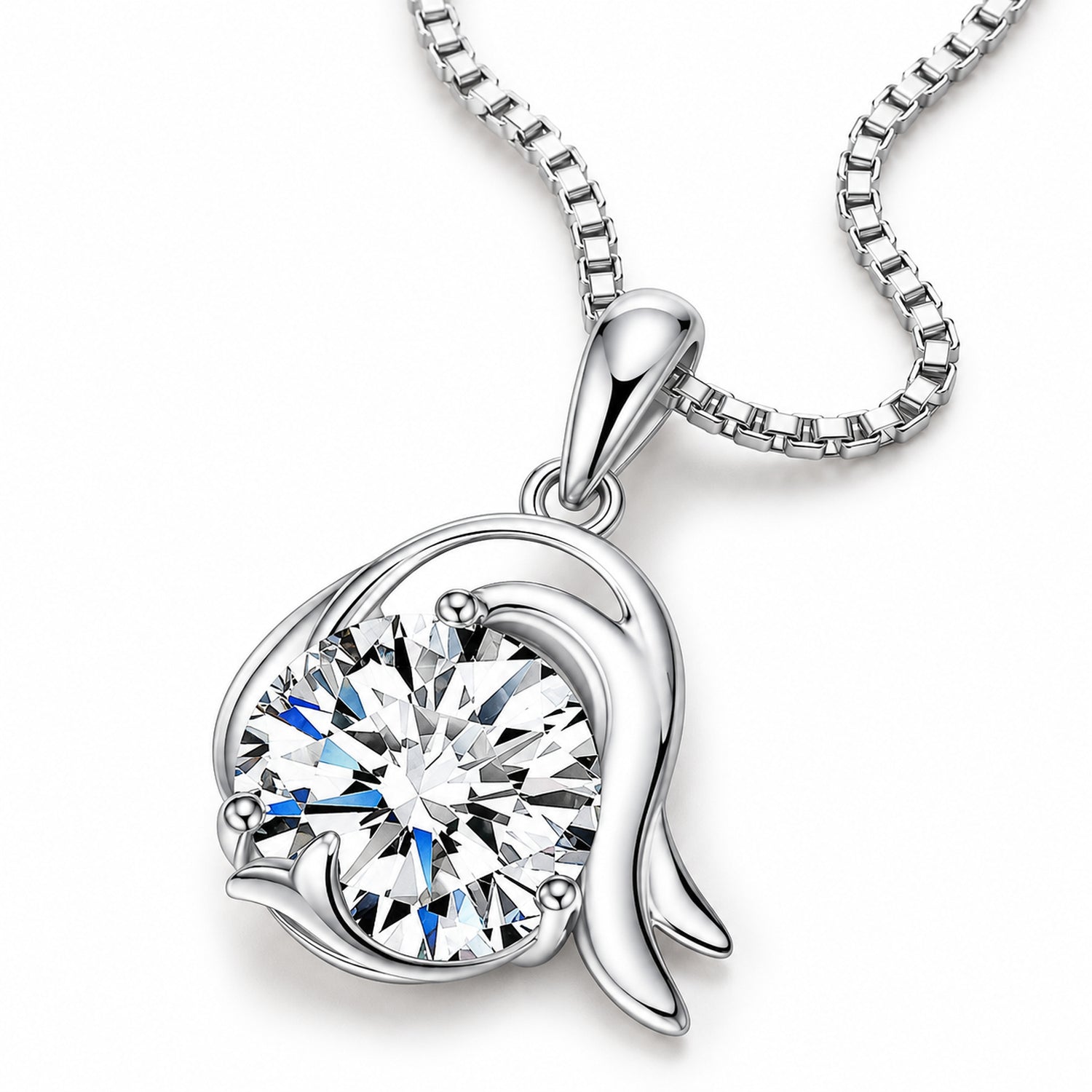 Zodiac Crystal Pendant Necklace, Silver-Plated Birth Sign Jewelry with Chain