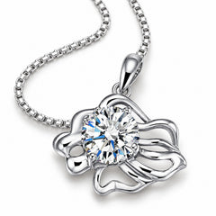 Zodiac Crystal Pendant Necklace, Silver-Plated Birth Sign Jewelry with Chain
