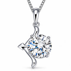 Zodiac Crystal Pendant Necklace, Silver-Plated Birth Sign Jewelry with Chain
