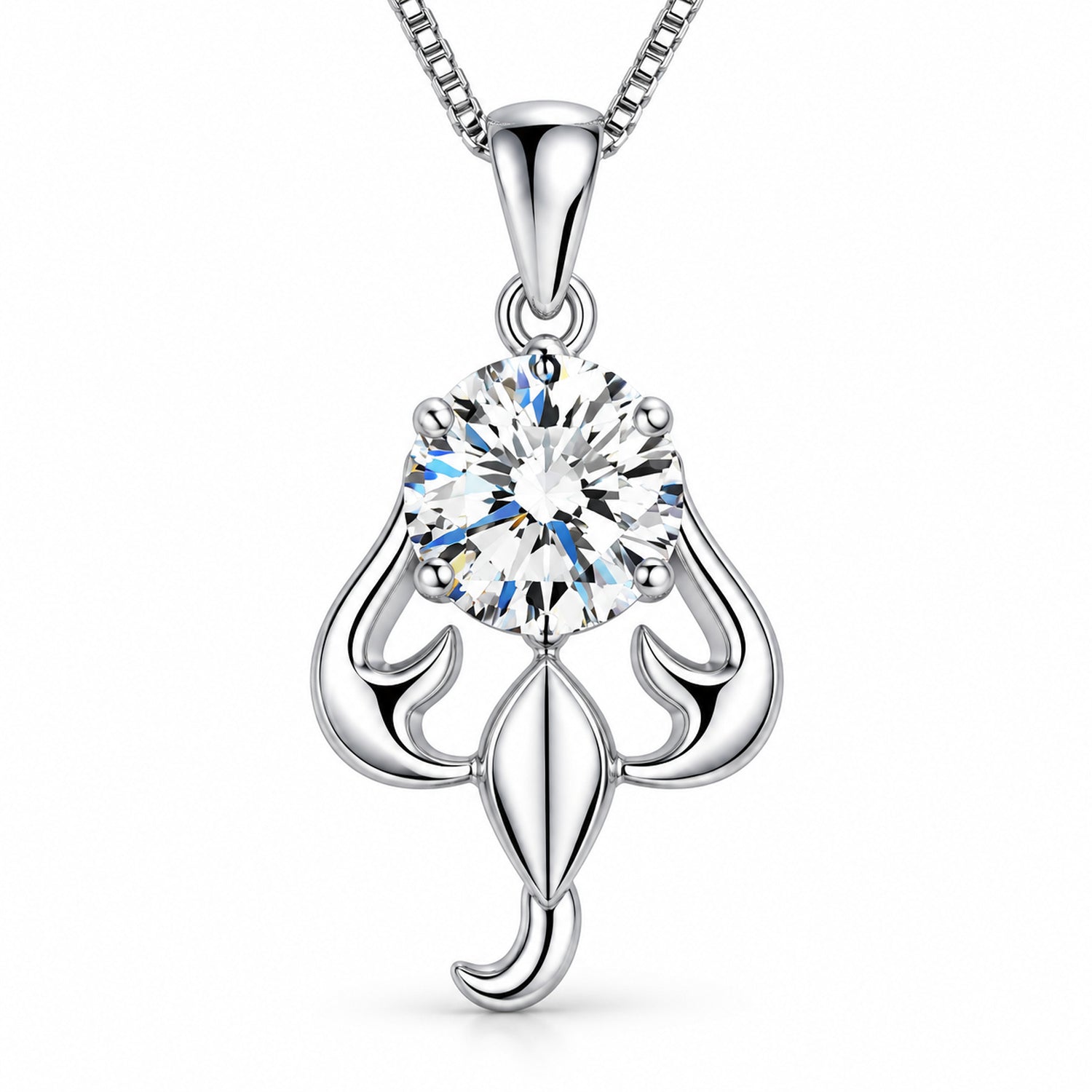 Zodiac Crystal Pendant Necklace, Silver-Plated Birth Sign Jewelry with Chain