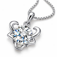 Zodiac Crystal Pendant Necklace, Silver-Plated Birth Sign Jewelry with Chain