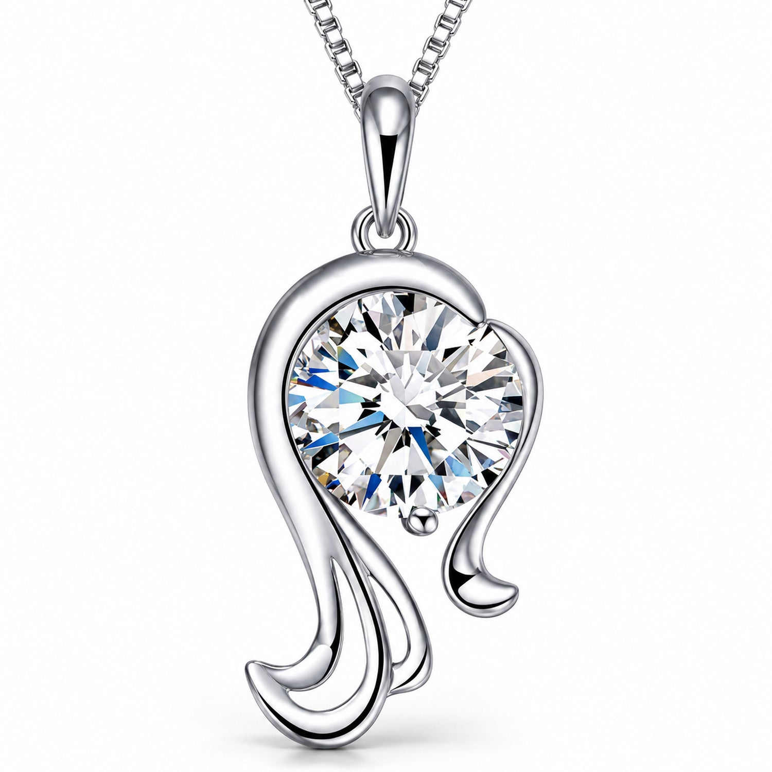 Zodiac Crystal Pendant Necklace, Silver-Plated Birth Sign Jewelry with Chain