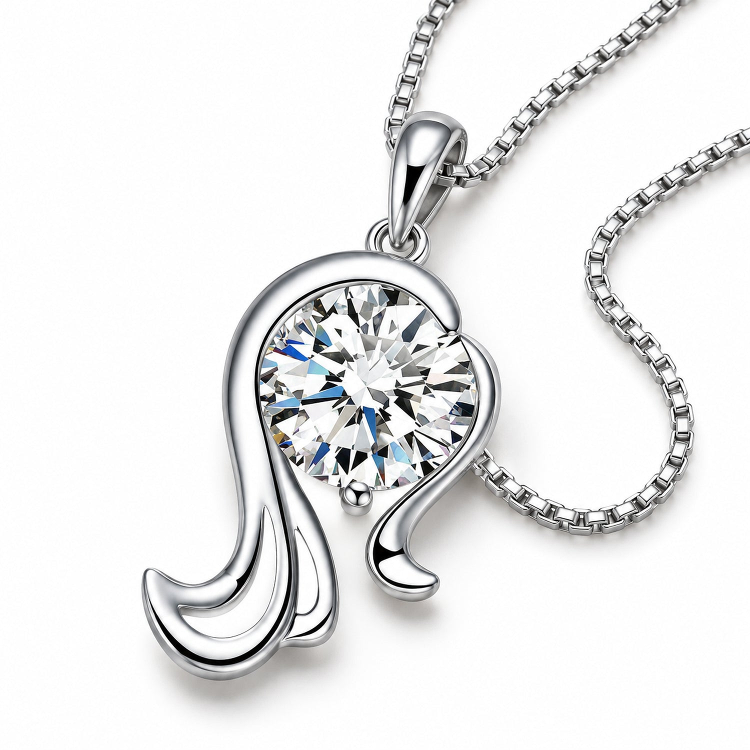 Zodiac Crystal Pendant Necklace, Silver-Plated Birth Sign Jewelry with Chain