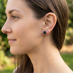 Lava Stone Diffuser Earrings with 2 Random Essential Oils – Stainless Steel Dangle Earrings with Zircon Accent – Aromatherapy Jewelry for Women (Hypoallergenic)