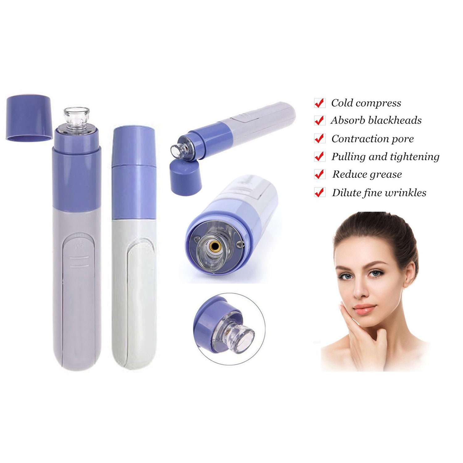 Facial Pore Cleanser, Battery-Operated Suction Skincare Tool, 1 or 2 Pack
