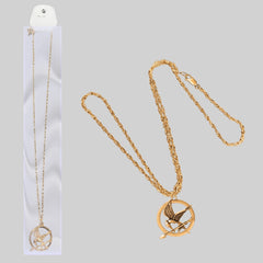 Bird Emblem Pendant Necklace – Gold or Silver Tone Flying Bird Necklace for Women & Men – Fantasy Inspired Jewelry Gift (18” Chain)