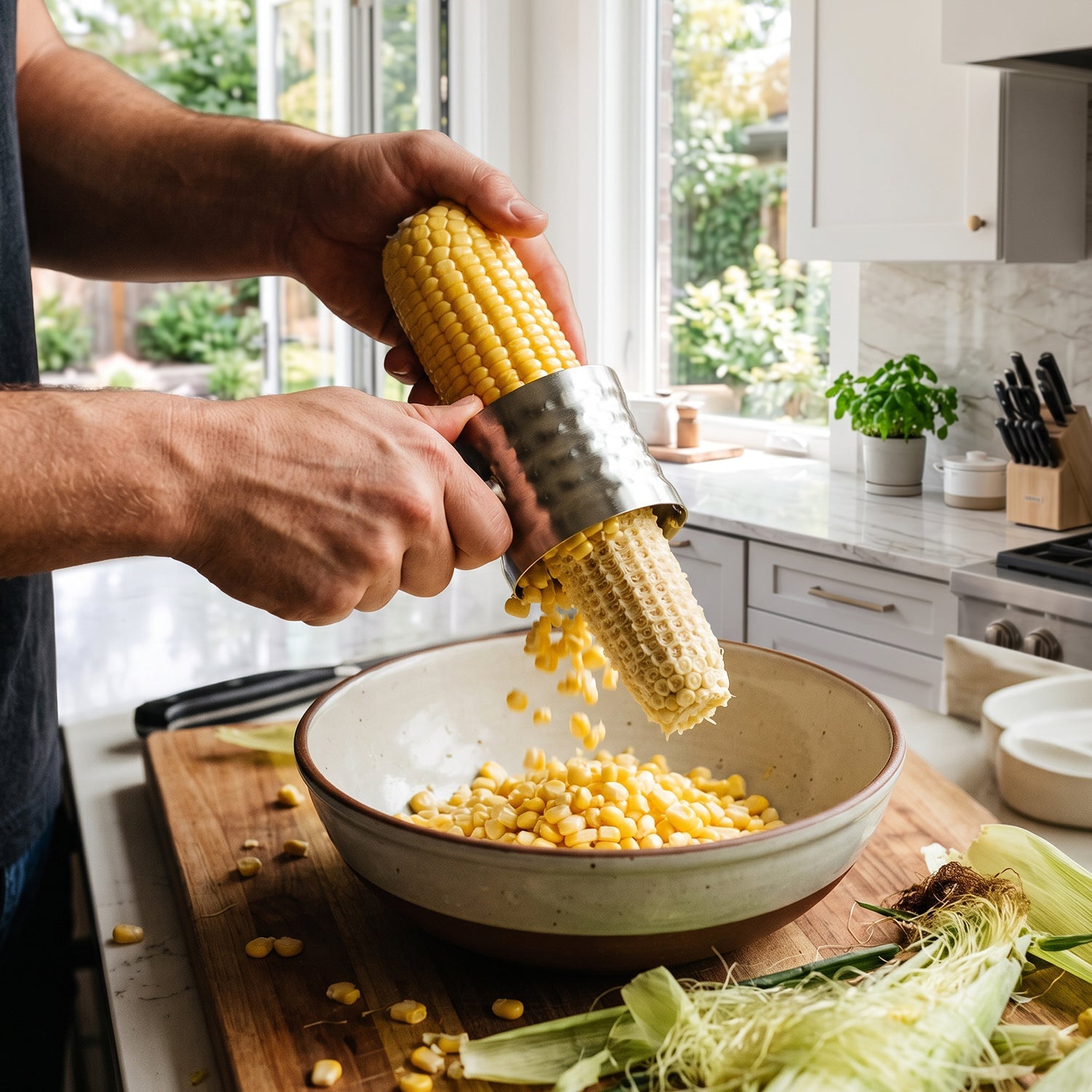 Stainless Steel Corn Stripper Ring, Corn Cob Peeler Kitchen Tool, 1 or 2 Pack
