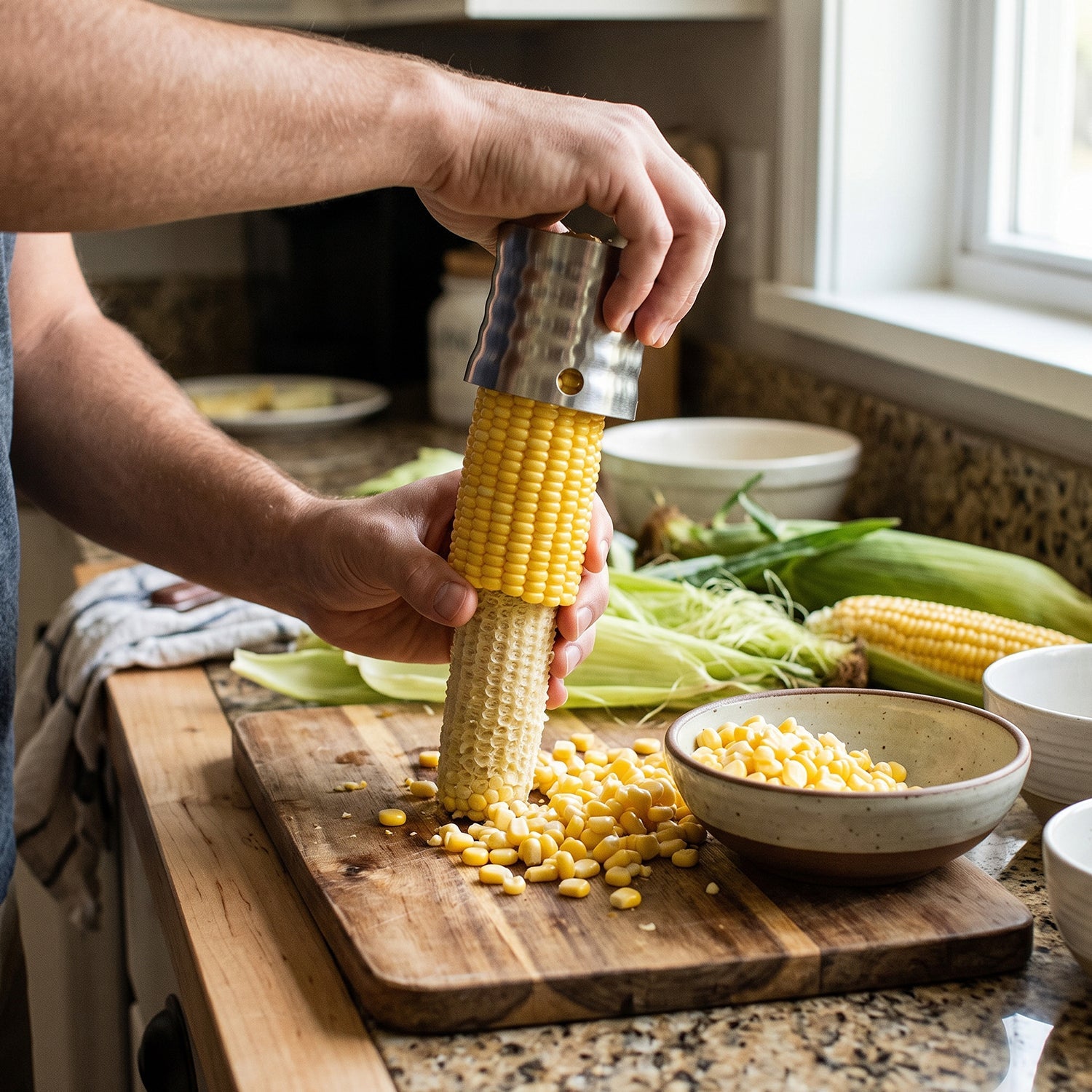 Stainless Steel Corn Stripper Ring, Corn Cob Peeler Kitchen Tool, 1 or 2 Pack