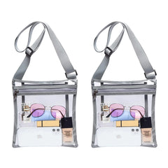 Clear Crossbody Bag (1-Pack or 2-Pack) – Stadium Approved Transparent PVC Purse with Adjustable Strap for Concerts, Travel & Events – Lightweight Clear Bag for Men & Women