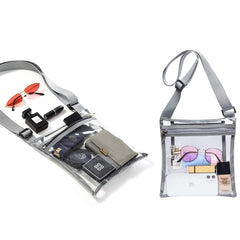 Clear Crossbody Bag (1-Pack or 2-Pack) – Stadium Approved Transparent PVC Purse with Adjustable Strap for Concerts, Travel & Events – Lightweight Clear Bag for Men & Women