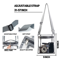 Clear Crossbody Bag (1-Pack or 2-Pack) – Stadium Approved Transparent PVC Purse with Adjustable Strap for Concerts, Travel & Events – Lightweight Clear Bag for Men & Women