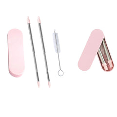 Collapsable Telescopic Reusable Drinkable Straw (2-Pack)
