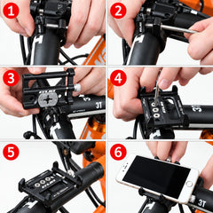 Metal Bicycle Phone Mount, Handlebar Smartphone Holder, Black or Red
