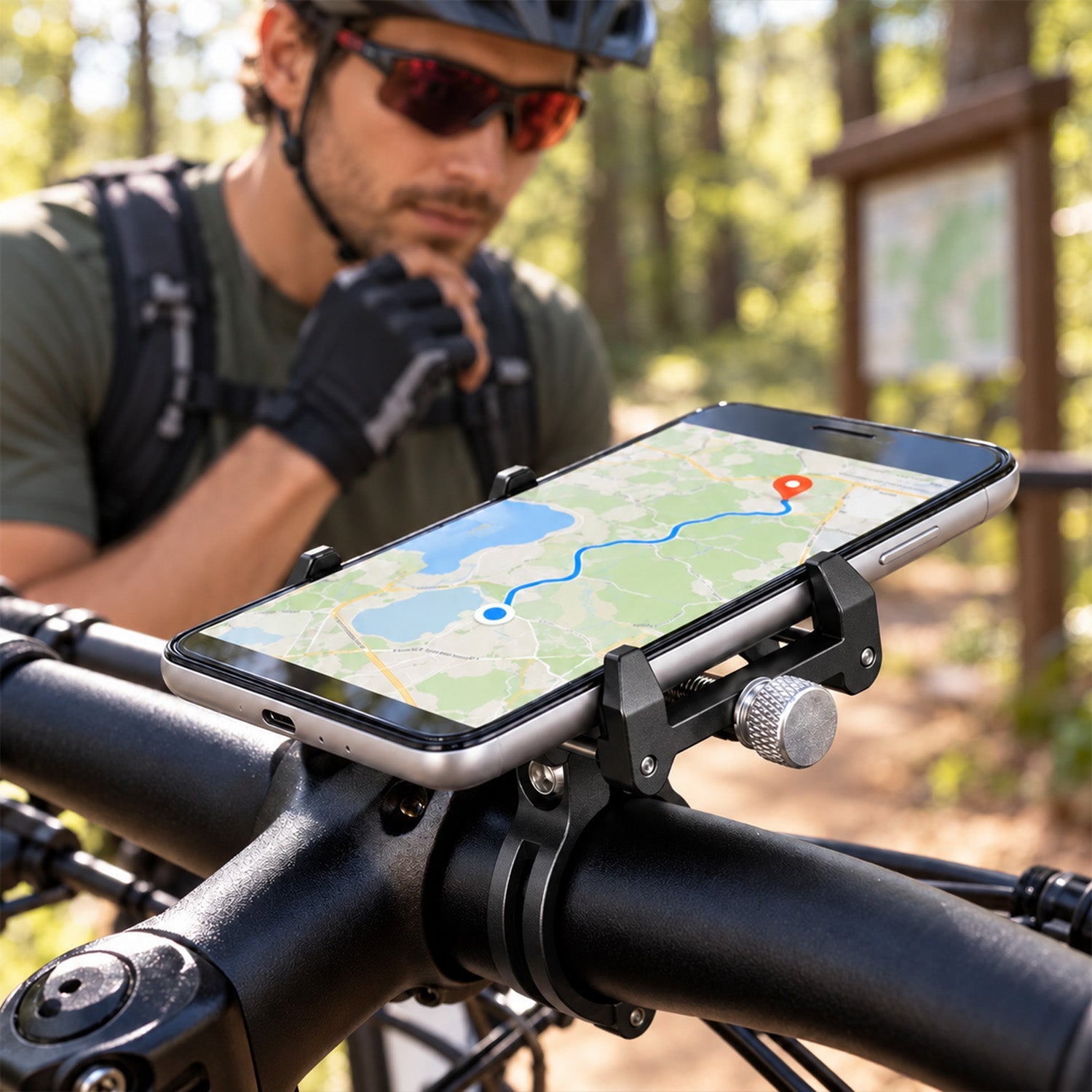 Metal Bicycle Phone Mount, Handlebar Smartphone Holder, Black or Red