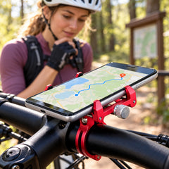 Metal Bicycle Phone Mount, Handlebar Smartphone Holder, Black or Red