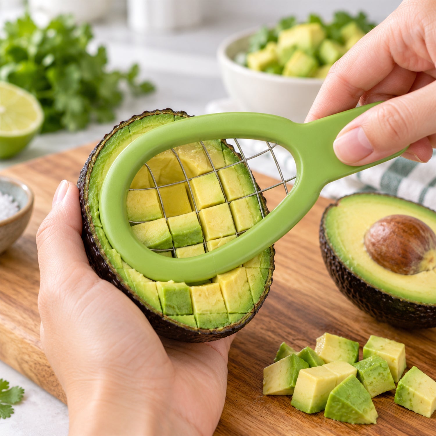 Avocado Slicer & Cuber, Stainless Steel Kitchen Prep Tool, 1 or 2 Pack