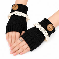 Fingerless Knit Mittens with Button Details, Cozy Winter Hand Warmers