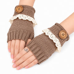 Fingerless Knit Mittens with Button Details, Cozy Winter Hand Warmers