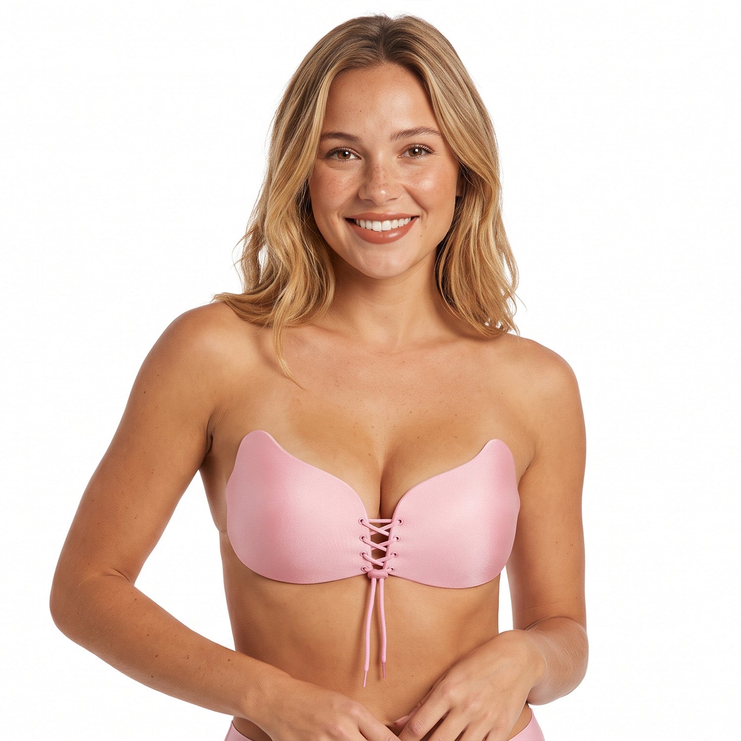 Reusable Strapless Adhesive Push-Up Bra, Backless Front-Fastening Cups, A to D