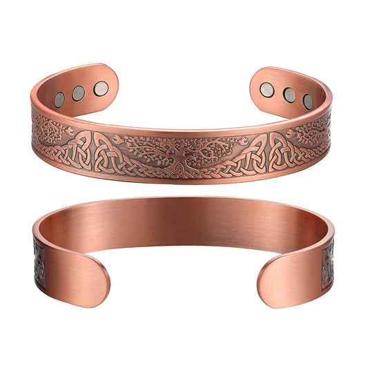 Tree of Life Copper Bracelet for Men & Women – Adjustable Magnetic Style Cuff Bracelet – Minimalist Wellness Jewelry for Everyday Wear