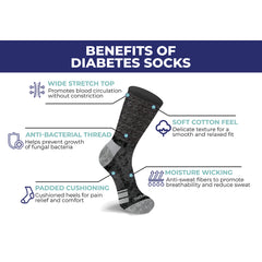 2-Pairs: Non-Binding Loose Fit Cotton Diabetic Crew Socks With Extra Wide Top For Men and Women