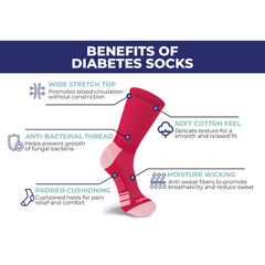 2-Pairs: Non-Binding Loose Fit Cotton Diabetic Crew Socks With Extra Wide Top For Men and Women