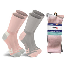 2-Pairs: Non-Binding Loose Fit Cotton Diabetic Crew Socks With Extra Wide Top For Men and Women