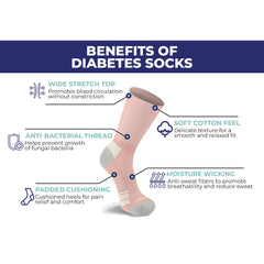 2-Pairs: Non-Binding Loose Fit Cotton Diabetic Crew Socks With Extra Wide Top For Men and Women