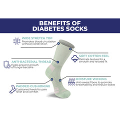 2-Pairs: Non-Binding Loose Fit Cotton Diabetic Crew Socks With Extra Wide Top For Men and Women