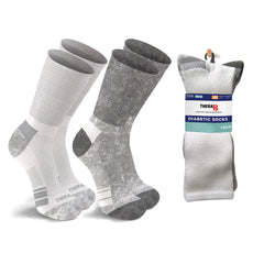 2-Pairs: Non-Binding Loose Fit Cotton Diabetic Crew Socks With Extra Wide Top For Men and Women