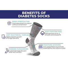 2-Pairs: Non-Binding Loose Fit Cotton Diabetic Crew Socks With Extra Wide Top For Men and Women