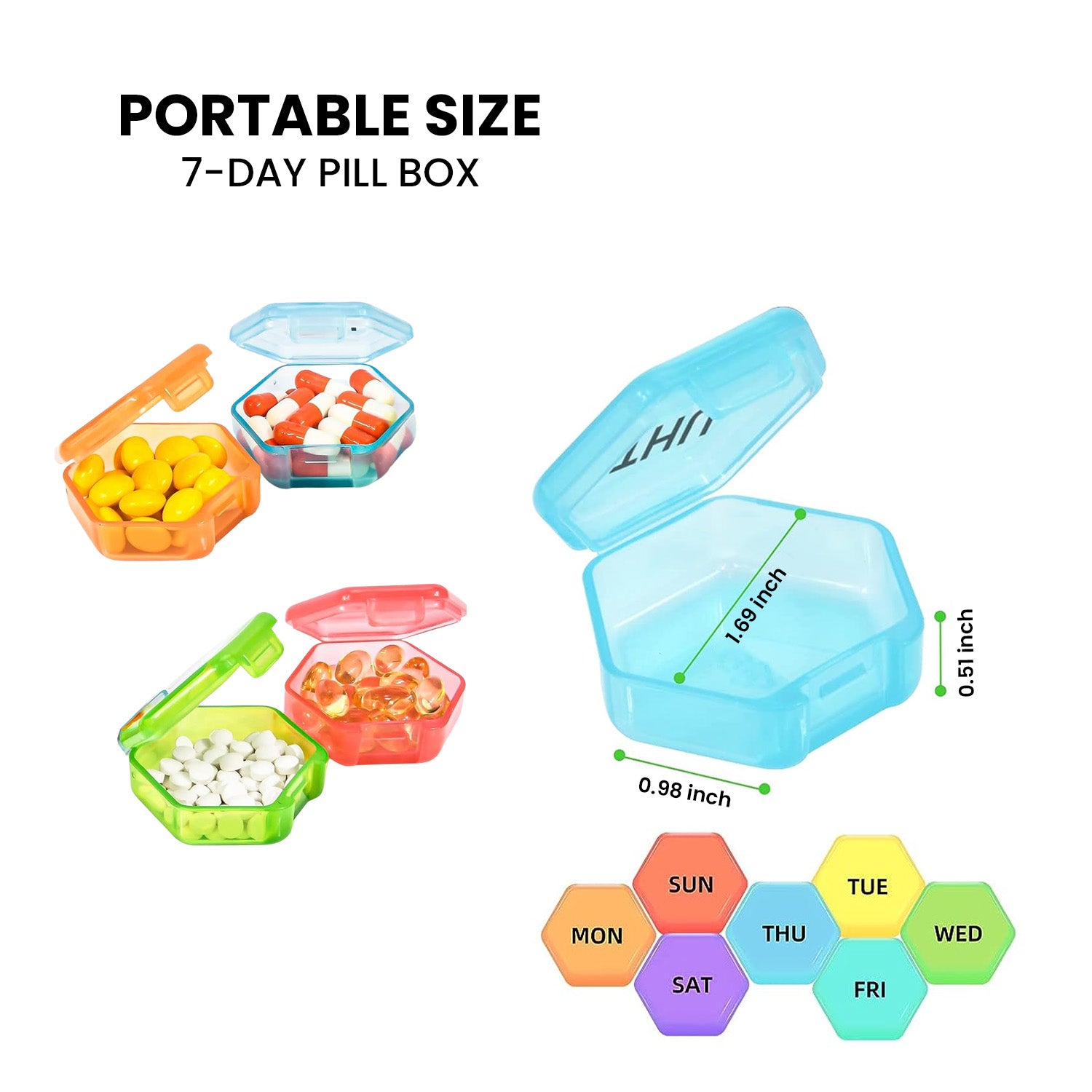 32 Colored Compartments Monthly Pill, Medicine and Vitamin Organizer with Tray