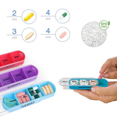 4 Times a Day, White 7 Day Stackable Daily Pill and Medicine Organizer