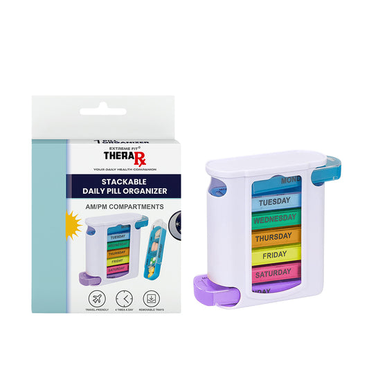 4 Times a Day, White 7 Day Stackable Daily Pill and Medicine Organizer