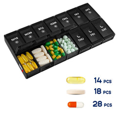 7-Day Pill, Medicine, Vitamin Organizer With AM/PM Large Compartments