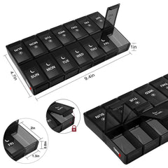 7-Day Pill, Medicine, Vitamin Organizer With AM/PM Large Compartments