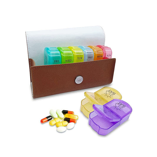 Weekly Pill Organizer with PU Leather Case