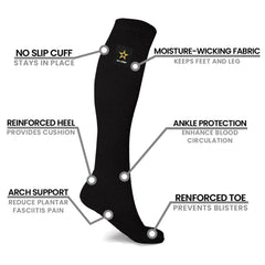 Official US Army Graduated Compression Socks 2-Pack – 15-20 mmHg Knee High Compression Socks with Arch Support & Comfort Band for Men & Women, Medium, Large & XL